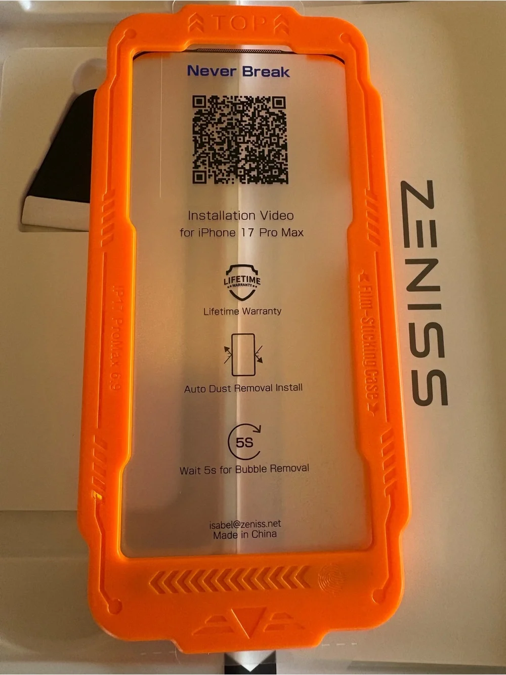 Never Break NWT Screen Protector Kit with Orange Installation Frame, 2 pack